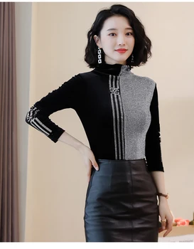 Fv939 2019 nou toamna iarna femei de moda casual doamna frumoasa frumos Topuri plus cașmir luminoase femei îmbrăcăminte coreeană