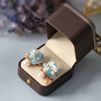FXLRY Handmade naturale de apă dulce pearl de Vară floare stud cercei design nou sweety femei bijuterii