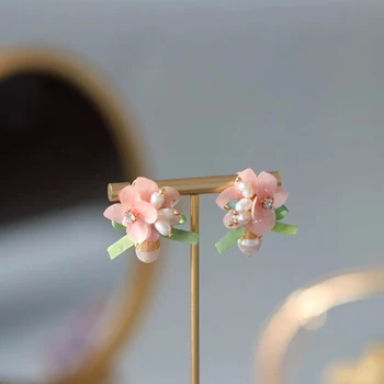 FXLRY Handmade naturale de apă dulce pearl de Vară floare stud cercei design nou sweety femei bijuterii