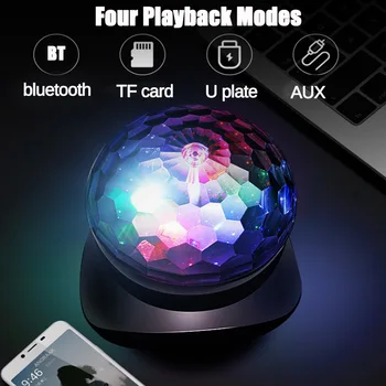 Fără fir Bluetooth Boxe Etapa Lumina RGB LED glob de Cristal Efect de Lumină DJ, Club Disco Party de Iluminat Reîncărcabilă USB/TF/FM