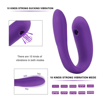 Fără fir în formă de U Vibratoare jucarii Sexuale pentru Cupluri Puternic Clitorisul Supt Dual Cap Vibrator Pentru Femei G-spot Stimulator Jucării pentru Adulți