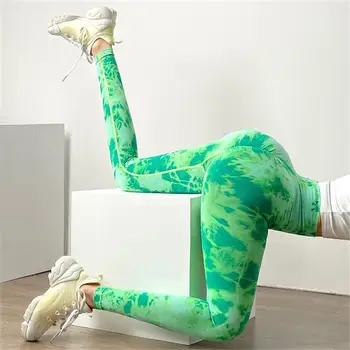Fără Sudură De Yoga Jambiere Talie Mare Tie Dye Tipărite Sport Pantaloni Sport Femei Antrenament De Fitness De Funcționare Prada Scrunch Colanti