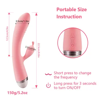 G Spot Rabbit Vibrator Dubla penetrare, Penis artificial Vibratoare pentru femei Stimulator Clitoris, Jucarii Sexuale pentru Femei Adulte de Sex Produsele