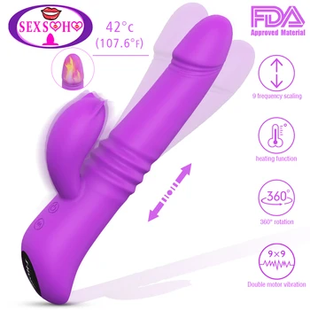 G Spot Vibrator Rabbit Vibrator Pentru Femei 360°Rotativ Dual Vibration Silicon De Sex Feminin Încălzire Masturbari Anal Masaj Jucarii Sexuale Pentru Femei