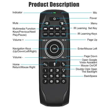 G7V Pro Backlit engleză Tastatură rusă 2.4 G Wireless Air Mouse Giroscop de Control de la Distanță Voce cu Microfon pentru Android TV BOX PC-ul