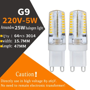 G9 Lampa LED 5W 7W Porumb Bec 220V AC SMD 3014 64 104leds Lampada LED 360 de grade Înlocuiți Lampa cu Halogen