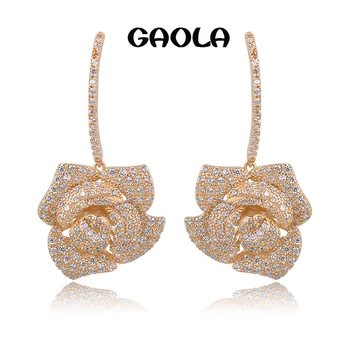 GAOLA Crescut de Culoare de aur legăna cercei,design deosebit,AAA zircon moda de cea mai buna calitate GLE4642