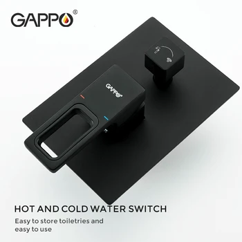 Gappo Robinet de Duș Baie Negru Ascuns Montat Mixer Duș Precipitații Set Robinet din Alamă Cadă Fierbinte și Rece Mixer G7117-6