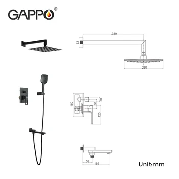 Gappo Robinet de Duș Baie Negru Ascuns Montat Mixer Duș Precipitații Set Robinet din Alamă Cadă Fierbinte și Rece Mixer G7117-6