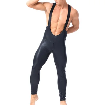 Gay Costume Salopeta de Piele PU închidere cu Fermoar Fără Mens Costume de Wrestling Singlet Mankini Latex Fetish Tricou Catsuits XXL