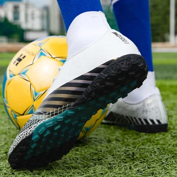 Gazon De Fotbal Mens Pantofi De Înaltă Glezna Talpa Exterioară Pene Scurte Spike Fotbal Cizme Profesionale Non-Alunecare Respira Adidasi Formare