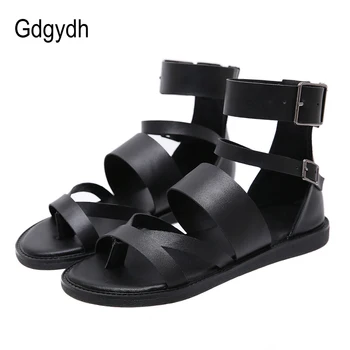 Gdgydh Roman Casual Gladiator Sandal Lady Pantofi De Plaja Si Papuci De Femei Pantofi Plat Pentru Vara Bakc Fermoar Ieftine Și De Înaltă Calitate