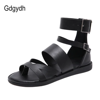 Gdgydh Roman Casual Gladiator Sandal Lady Pantofi De Plaja Si Papuci De Femei Pantofi Plat Pentru Vara Bakc Fermoar Ieftine Și De Înaltă Calitate