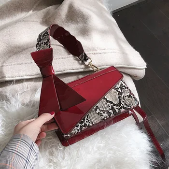 Geantă de mână de lux 2019 Moda Arc Nou Tote geanta de Calitate, din Piele de Brevet Femei Geantă de mână de Designer Serpentine Umăr saci de Messenger