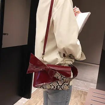 Geantă de mână de lux 2019 Moda Arc Nou Tote geanta de Calitate, din Piele de Brevet Femei Geantă de mână de Designer Serpentine Umăr saci de Messenger
