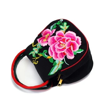 Geantă De Mână Pentru Femei Stil Chinezesc Flori Brodate În Stil Etnic Handmade Flori Frumoase Femei Casual Retro Cumpărături Saci Recipienti Din Plastic