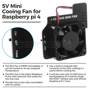 Geeekpi Poli+ Negru Cazul ABS cutie de Plastic de Protecție Cutie cu Ventilator de Răcire pentru Raspberry Pi 4B