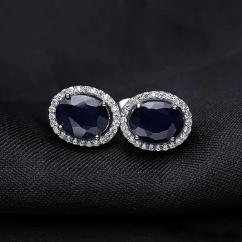 GEM de BALET 6.06 ct Oval Albastru Natural Sapphire Set Bijuterii Pentru Femei, Cadouri Argint 925 Cercei Set Inel de Piatră prețioasă de Bijuterii