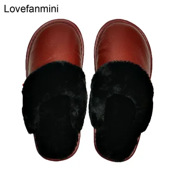 Genuine Piele de Vacă papuci cuplu de interior non-alunecare bărbați femei casa de moda pantofi casual din PVC talpa moale iarna 611GP