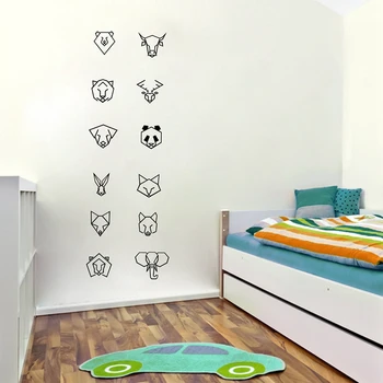 Geometrice Art Decor de Perete Decalcomanii de Urs, Vulpe, Tigru, Câine, Leu, Iepure, Pisica, Elefant Abstract Animale Sălbatice autocolante de perete pentru camere de copii