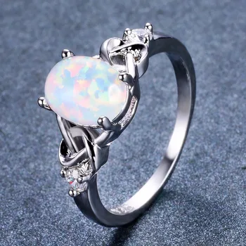 Geometrice de Lux AAA Cristal Inele de Nunta 925 Sterling-Silver Alb Opal Femei Bowknot Inele anillos