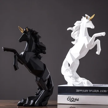 Geometrice Unicorn Sculptură Abstractă Rășină Pegasus Statuie Cal Constelație Mit Creatură Ornament Ambarcațiuni Decor Mobilier