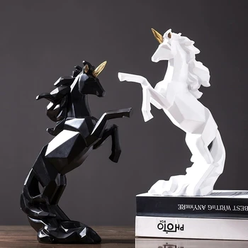 Geometrice Unicorn Sculptură Abstractă Rășină Pegasus Statuie Cal Constelație Mit Creatură Ornament Ambarcațiuni Decor Mobilier