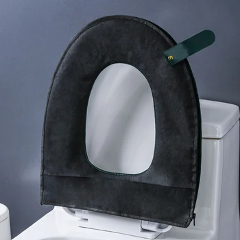 GIANTEX Cald Lavabil Toaletă Mat Fermoar Toaletă Acoperi Nordic Toaletă Pernei Scaunului cu Mâner de Pluș