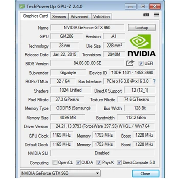 GIGABYTE GTX 960 4GB GPU placa Video GDDR5 128Bit GM206 plăci Grafice Harta Pentru nVIDIA Original Geforce GTX960 4G PCI-E X16 Hdmi