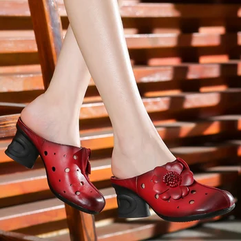 GKTINOO 2020 Nou de Flori de Vară Gol Piele naturala Sandale Femei cu Toc Papuci de Moda Pantofi Elegante Femei Sandale