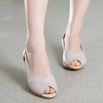GKTINOO Vara pentru Femei Pantofi pentru Femei de Moda din Piele pantofi Sandale Casual Ladies Platforma Pene Plus Dimensiune Sandale
