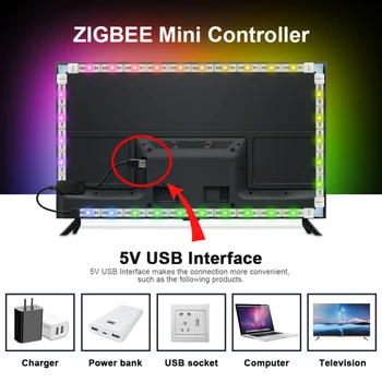 GLEDOPTO ZigBee LED 5V RGB+CCT Calculator TV LED Strip Lumină Kit 2M Casa Inteligentă de la Distanță Controler de Lucru Cu Amazon ECHO Plus