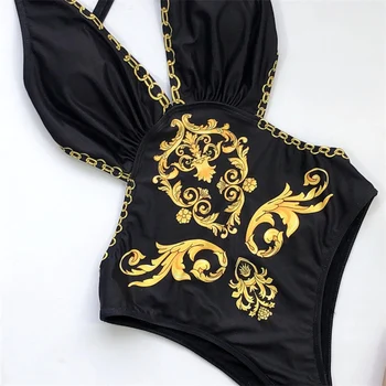 GNIM-O singură Bucată de Costume de baie Bikini Femei 2020 Sexy V-Neck Imprimare de costume de Baie Feminine de Vara Noi Backless Costum de Baie Brazilian Biquini
