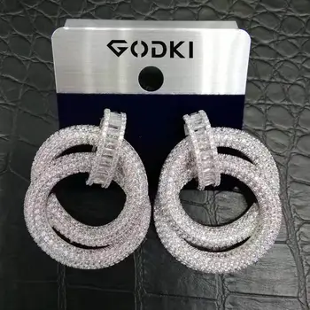 GODKI Crossover de Lux Declarație Legăna Cercei Pentru Femeile Nunta Cubic Zirconia DUBAI Mireasa Cercei Bijuterii Accesorii 2020