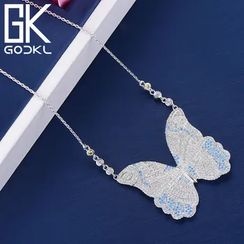 GODKI Moda Fluture Plin Micro AAA Zircon Pandantiv Colier Pentru Femei Nuntă Dubai Nupțial Colier Bijuterii 2018