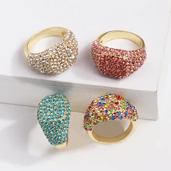 Gold rainbow crystal Inele, Eco Inele, subțire CZ inele,femeile nunta Micro Pave Ring