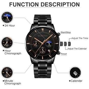 GOLDENHOUR Brand de Lux Ceasuri bărbătești Plin de Oțel de Afaceri Impermeabil Cuarț Ceas de mână pentru Bărbați Ceas Masculin Ceas Relogio Masculino