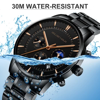 GOLDENHOUR Brand de Lux Ceasuri bărbătești Plin de Oțel de Afaceri Impermeabil Cuarț Ceas de mână pentru Bărbați Ceas Masculin Ceas Relogio Masculino