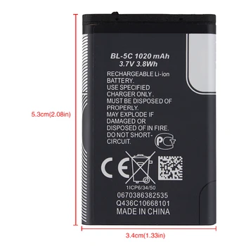 Goldfox Înlocuire 1020mah BL-5C Acumulator Pentru Nokia 1112 1208 1600 1100 1101 Telefon Bateria de Înlocuire BL-5C BL 5C Acumulator