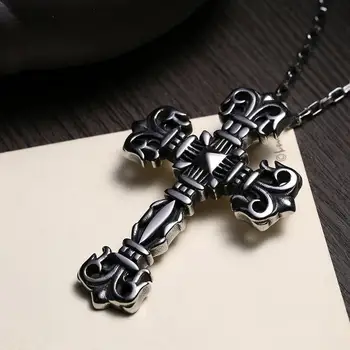 GOMAYA Classic Cross Lung Colier Pandantiv Religios Isus 316L din Oțel Inoxidabil de Înaltă Calitate pentru Bărbați Coliere Bijuterii de Moda