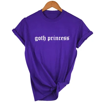Goth Printesa Scrisoarea Noi Punk Ulzzang Epocă Amuzant Negru Groază Hip Hop Maneci Scurte Gotic Topuri Tricouri De Vara Pentru Femei T-Shirt