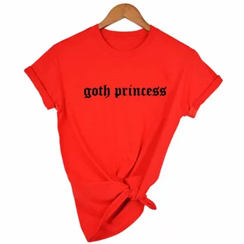 Goth Printesa Scrisoarea Noi Punk Ulzzang Epocă Amuzant Negru Groază Hip Hop Maneci Scurte Gotic Topuri Tricouri De Vara Pentru Femei T-Shirt