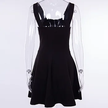 Goth Întuneric rochie de femei ajur web fermoar harajuku mini rochii grunge Vară 2020 fără mâneci fara spate o-linie sexy punk rock
