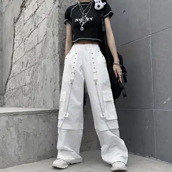 Gotic Femei Vrac Pantaloni Albi de Înaltă Talie Pantaloni de Vară de Moda Hip Hop Harajuku Largi Pantaloni Lungi 2020 coreean Pantaloni 3XL FY471