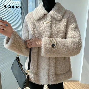 GOURS Iarna Genuine Shearling pentru Femei Jachete de Moda Lana Naturala Blana naturala Paltoane Groase Cald 2020 New Sosire LD6216