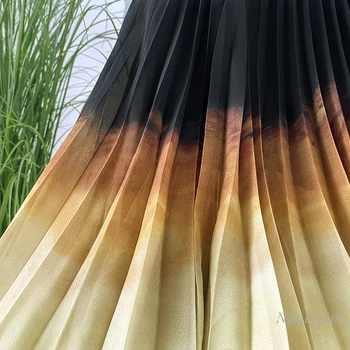 Gradient Flacără de Culoare Fusta Talie Inalta Femei Slim Plisata Fusta Lunga 2020 Primăvara și Toamna Noi Patru Anotimpuri se Potrivesc Ori Fuste
