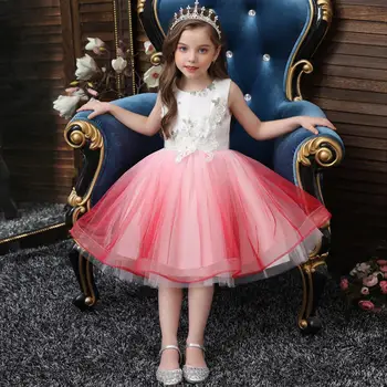 Gradient Printesa Fata Rochie de Flori Vară Tutu Nunta Petrecere Rochii Tul Pentru Fete Copii Costum vestidos платье