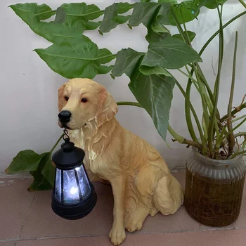 Gradina De Simulare De Animale Rășină Câine Lumina Solara Lampă Ornamente Parc În Aer Liber Mobilier Meserii Villa Gazon Figurine Decor De Arta