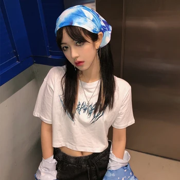 Grafic de Imprimare Negru cu Maneci Scurte Topuri de Cultură Goth Haine Harajuku Punk Stil coreean Dropshipping Femei T-Shirt Y2K Plus Dimensiune Tee