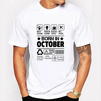 Grafic T Shirt Print Amuzant Născut În octombrie Maneci Scurte O-gât Postav de Moda Casual Tee Streetwear Kawaii Îmbrăcăminte Bărbați
